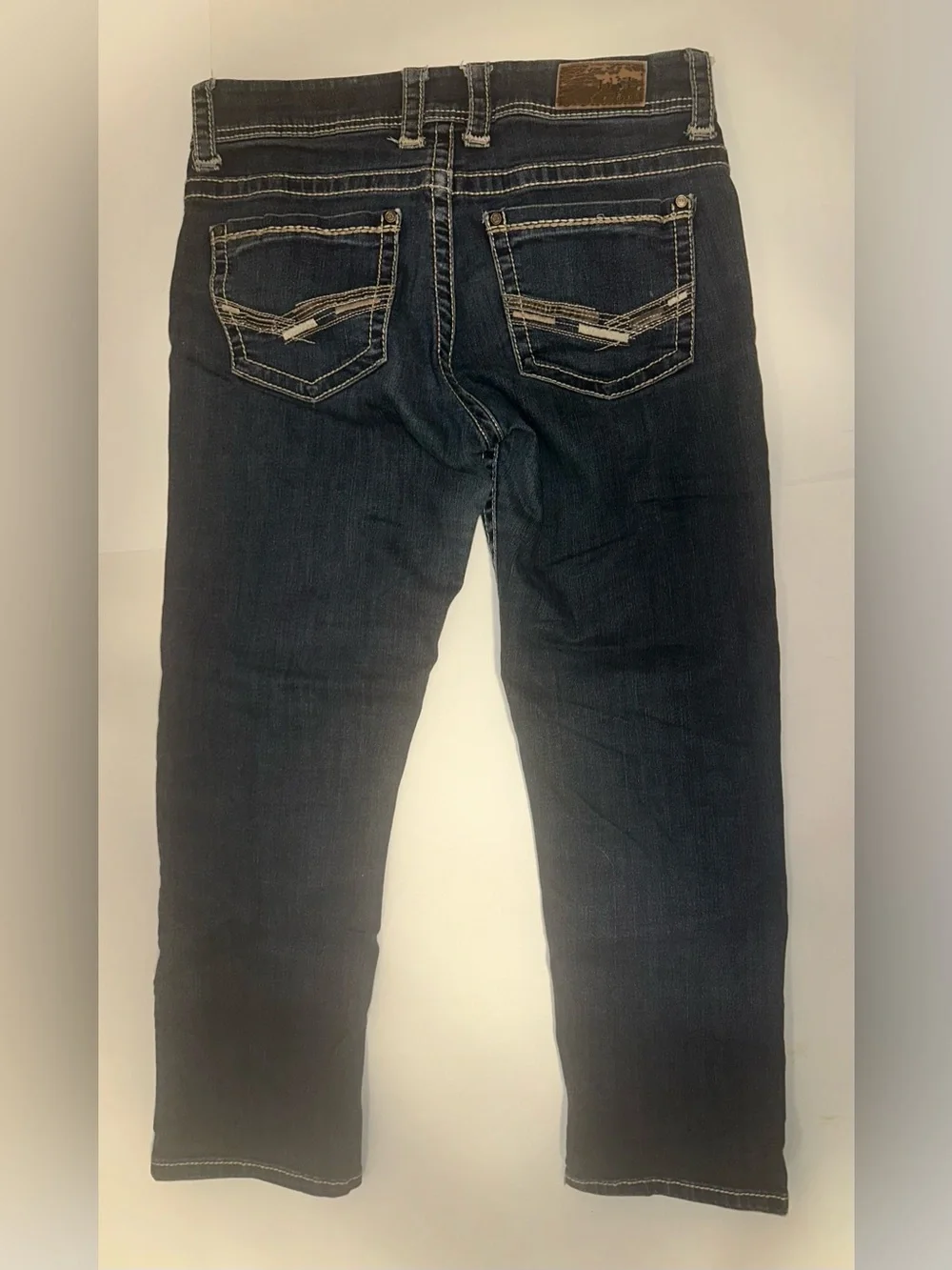 BKE Denim Dakota Buckle Women's Jeans Dark Blue Cropped Stretch Mid-Rise Size 28